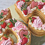 Number 55 Strawberries Heart Vanilla Cake