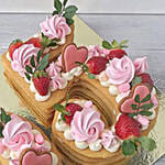 Number 55 Strawberries Heart Vanilla Cake