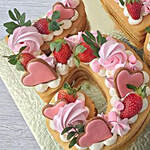 Number 55 Strawberries Heart Vanilla Cake