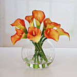 Premium Orange Calla Lilies Fish Bowl