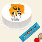 Meena Thread Rakhi with Happy Rakhi Cake