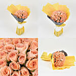 50 Peach Rose Designer Bouquet