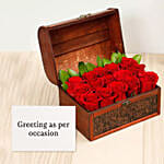 Red Roses Treasured Box With Greeting Card