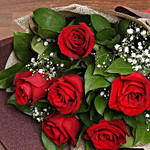 6 Red Roses Bouquet With Greeting Card