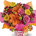 Birthday Flower Arrangement with Greeting Card