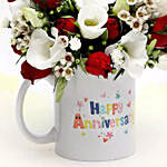 Anniversary Greeting card with Flowers in Mug