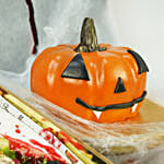 Evil Pumkin Cake with Skeleton Cheese Box