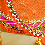 Thread Embroidery Orange Thali Set