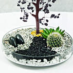 Premium Multicouloured Wish Tree & Plants Glass Platter
