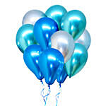 12 Pieces Blue Green and Silver Chrome Balloons