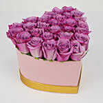 Purple Roses in Heart Shape Box