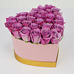 Purple Roses in Heart Shape Box