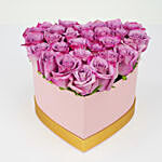 Purple Roses in Heart Shape Box