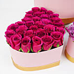 Trio of Roses Charm in Heart Shape Boxes