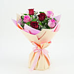 3 Pink and 3 Red Roses  Bouquet