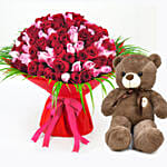 Special 200 Roses Bouquet With Teddy