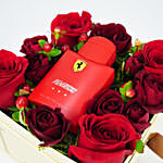 Frerrari Red Perfume with Roses in Love Box