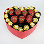 Strawberry and Rocher in Heart Shape Box