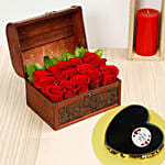 Red Roses Arrangement with Love Cake