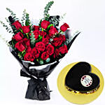 Valentines Day Cake n 24 Roses Bouquet
