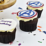 Avengers Logo Birthday Cake with Cupcakes