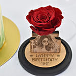 Blissful Birthday Memories Chocolate Cake and Personalised Forever Rose