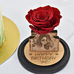 Blissful Birthday Memories Chocolate Cake and Personalised Forever Rose