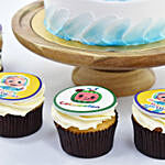 Cocomelon Birthday  Vanilla Cake With Cupcakes