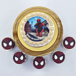 Spiderman Birthday Chocolate Cake With Cupcakes