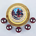 Spiderman Birthday Marble Cake With Cupcakes