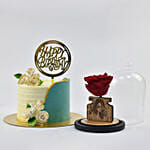 Your Special Birthday Celebration Chocolate Cake and Personalised Forever Rose