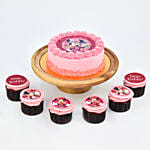 Cute Minni Mouse Birthday Redvevet Cake and Chocolate Cupcakes