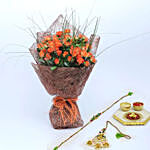 Orange Spray Roses Bouquet With Rakhi