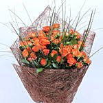 Orange Spray Roses Bouquet With Rakhi