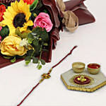 Vibrant Artificial Mixed Flowers Bouquet With Rakhi