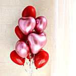 Red and Dark Pink Heart Shaped Chrome Balloons