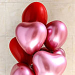 Red and Dark Pink Heart Shaped Chrome Balloons