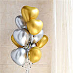 Silver and Gold Heart Shaped Balloons