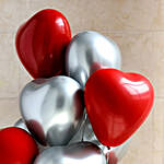 Silver and Red Heart Shaped Chrome Balloons