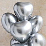 Silver Heart Shaped Chrome Balloons