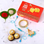 Sneh Blue Bangle Style Rakhi Set with Soan papdi and Ferrero Rocher