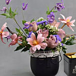 Exquisite Mixed Flower Vase With Chocolates