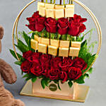 Red Roses and Chocolates with Teddy bear