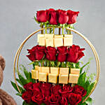 Red Roses and Chocolates with Teddy bear