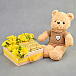 Flowers and Chocolates Joy with Teddy bear