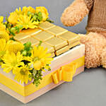 Flowers and Chocolates Joy with Teddy bear