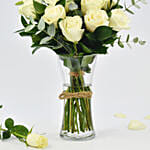 Vase Of Elegant 12 White Roses