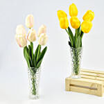 Artifical Yellow and Light Pink Tulips