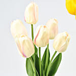 Artifical Yellow and Light Pink Tulips