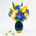 Artificial Flowers Arrangement of Tulips and Hydrangea